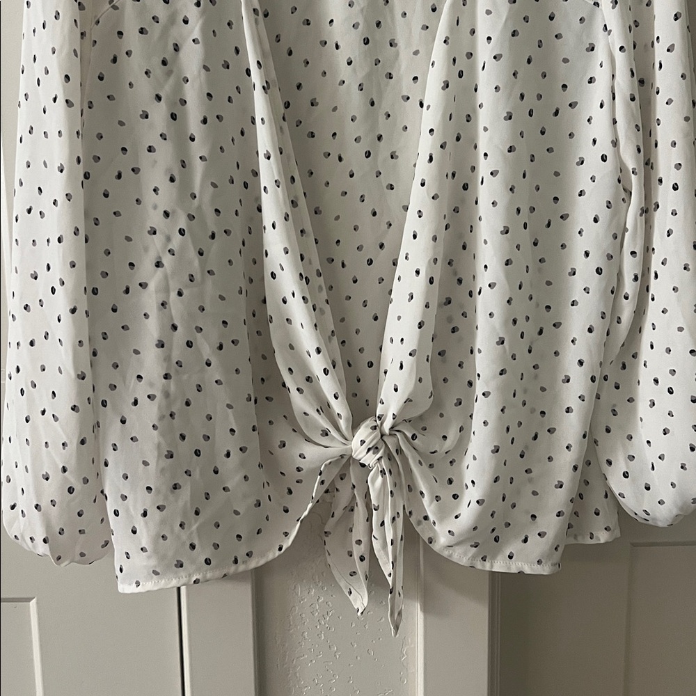 LUSH White Polka Dot Blouse - Picture 3 of 6